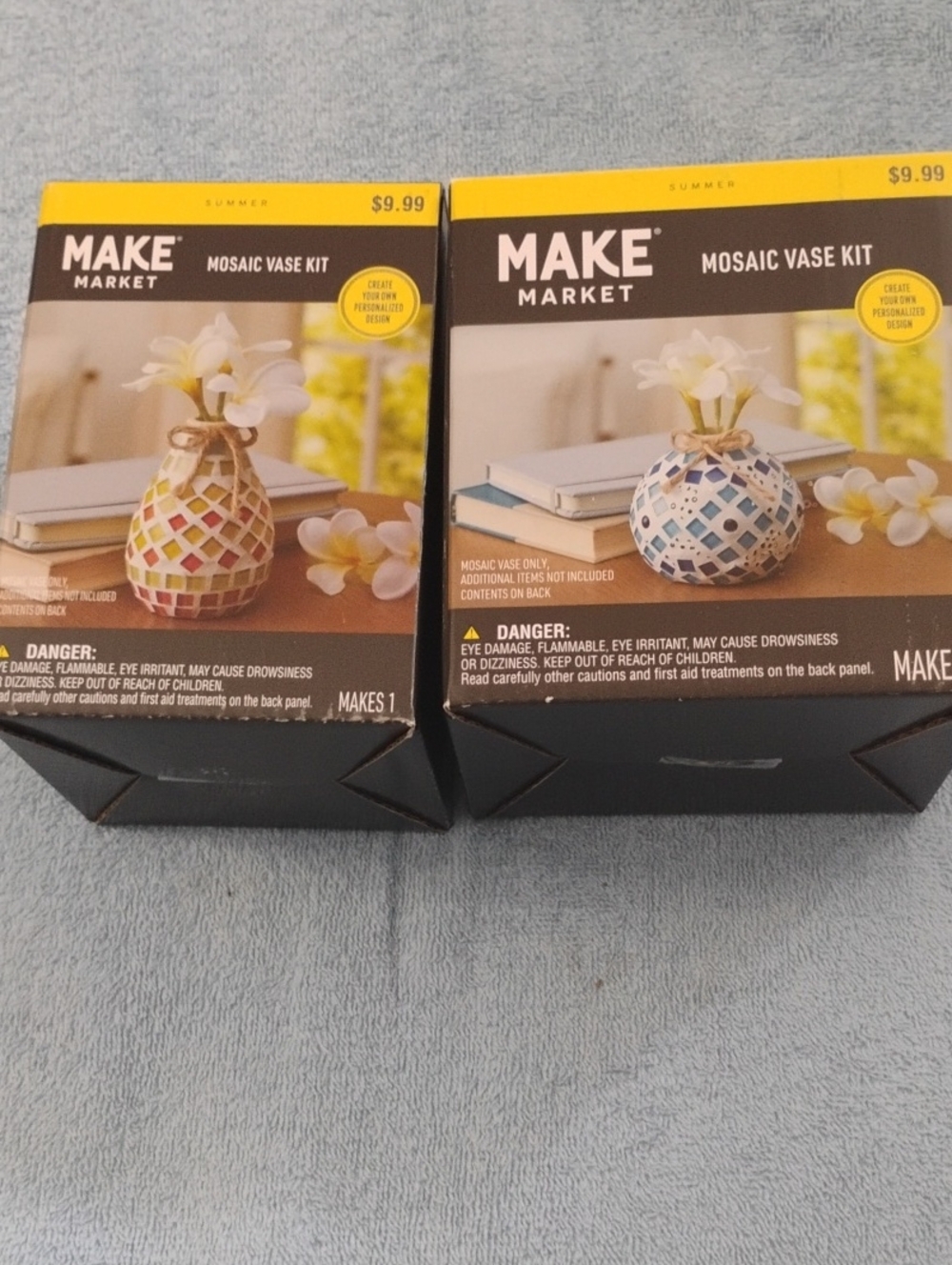 Make Market Mosaic Vase Kit - Yellow & Blue Accent Tiles
